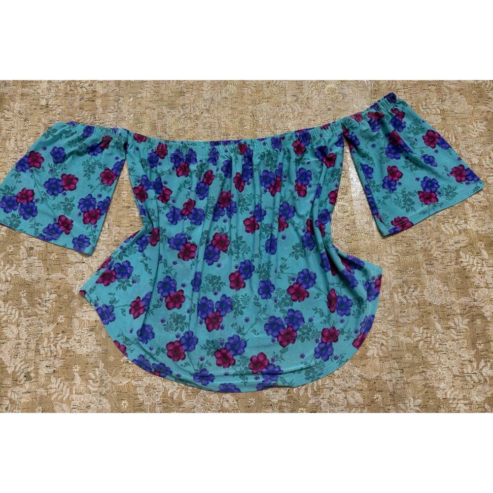 Women's Cleek Floral Coquette Multicolor off shoulder top size M Boho Festival
